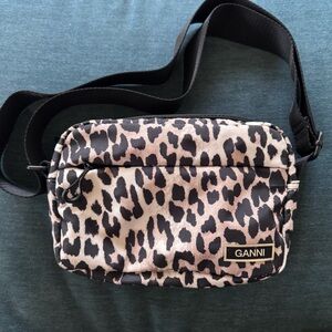 GANNI Festival Recycled Tech Camera Leopard Crossbody Bag